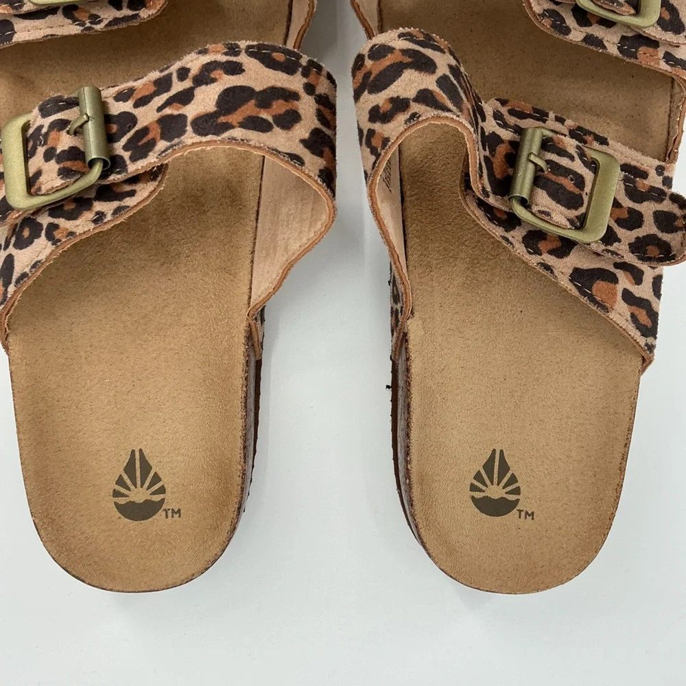 Leopard Print Double Buckle Slide Academy Sandals - Women's